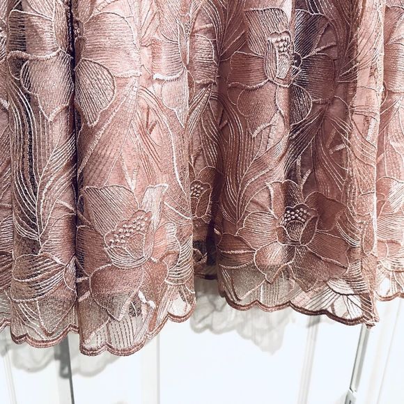 Dress Alex Evenings Lace flowers Dusty Rose Tea Length sz20 3/4 sleeves - Picture 4 of 12